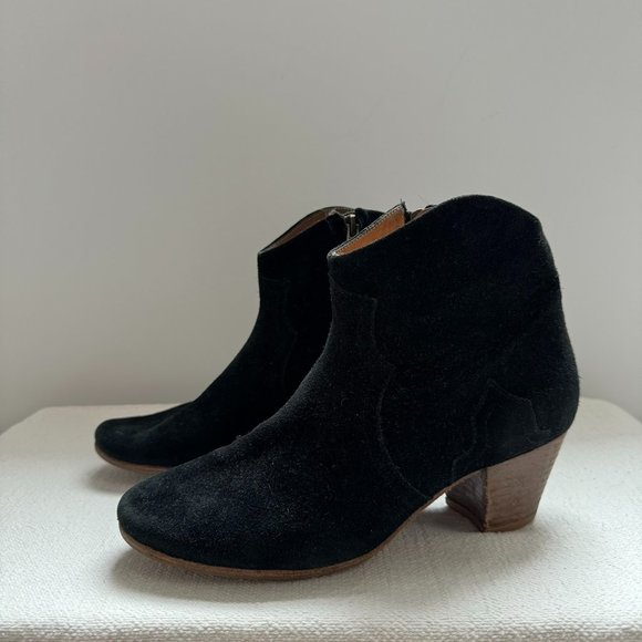 Isabel Marant Shoes - ISABEL MARANT - DICKER SUEDE COWBOY BOOT - CHARCOAL